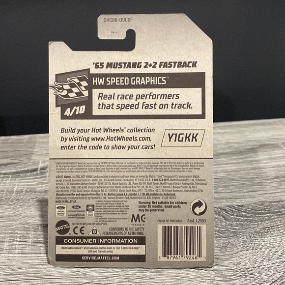 Hot Wheels | Speed Graphics #4 of 10 Cars: ‘65 Mustang 2+2 Fastback - 1:64 Scale - Picture 2 of 12